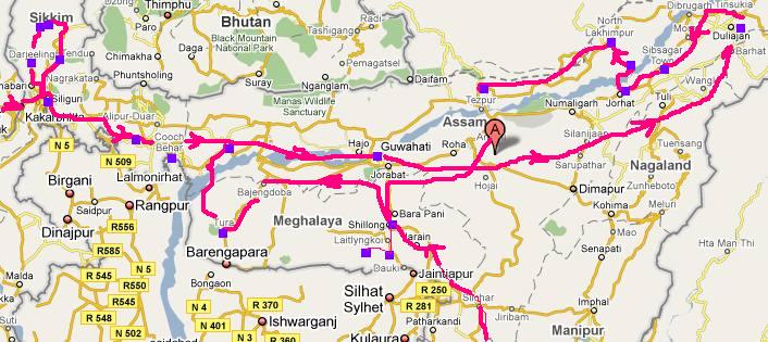 My route through North-East India