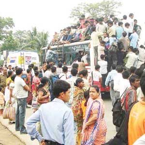 buses being requisitioned for the election causes normal  buses to be super crowded