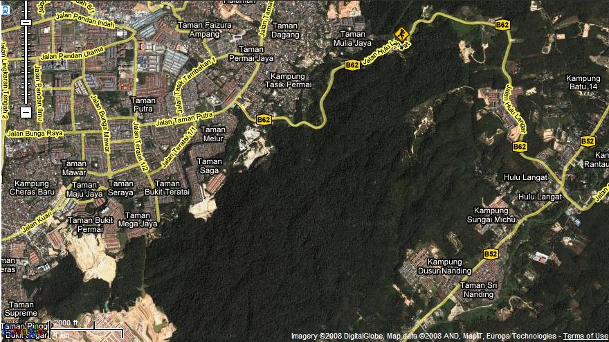 map to Hulu langat lookout