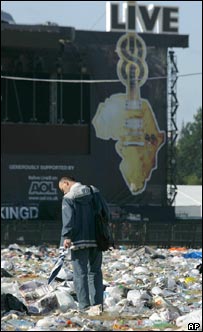 Afte  Live8 a field full of garbage